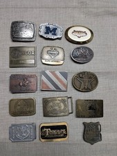 vintage WESTERN belt buckles LOT OF 15 metal COWBOY chrome brass pewter