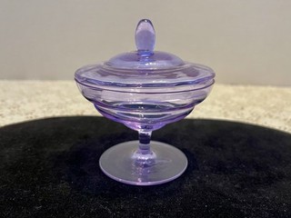 Moser Signed Alexandrite Glass Covered Pedestal Master Salt Cellar