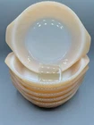 6 Vintage Anchor Hocking Fire King Peach Luster Milk Glass Swirl Casserole Bowls