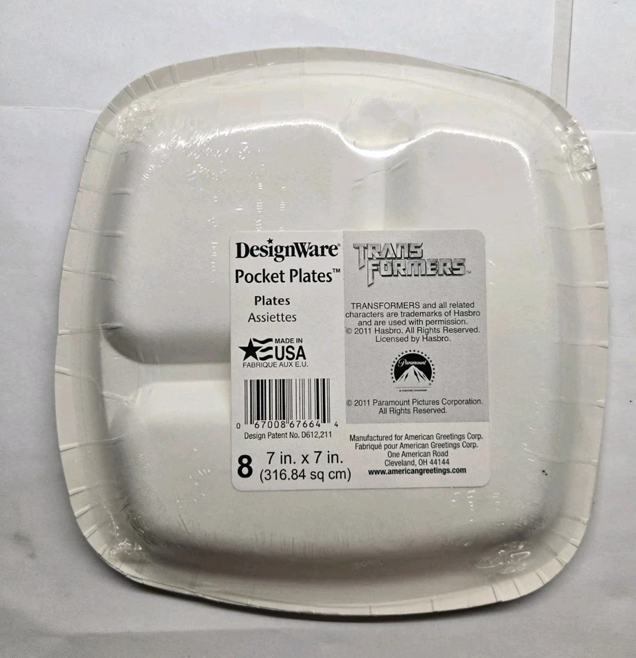 Paquete de 8 platos de bolsillo Transformers Dark of the Moon Designware 7x7 artículos de diseño Foto 3 de 3