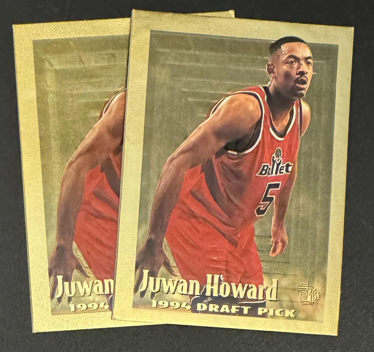 (2) Juwan Howard 1994-95 Topps Embossed ROOKIE Golden Idols #105 Lot Washington