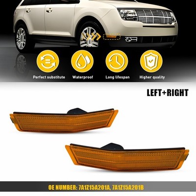 2X Amber Front Bumper Side Marker Housing For 2007 2008 09-2010 Lincoln MKX EXC