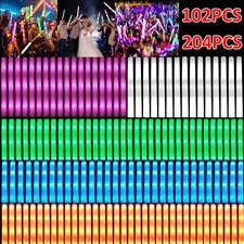 102/204 PCS LED Foam Sticks Light Up Wands Rally Flashing Glow Party Rave US