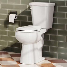 10 In. Rough in 2-Piece 1.28 GPF Single Flush round Chair Height Toilet in White