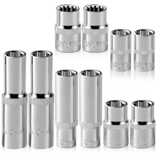  10-Piece 10mm Socket Set, 1/4-Inch  3/8-Inch Drive Impact Socket, 6-Point...