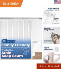PEVA Clear Lightweight Plastic Shower Liner with 3 Magnets- 72 x 72