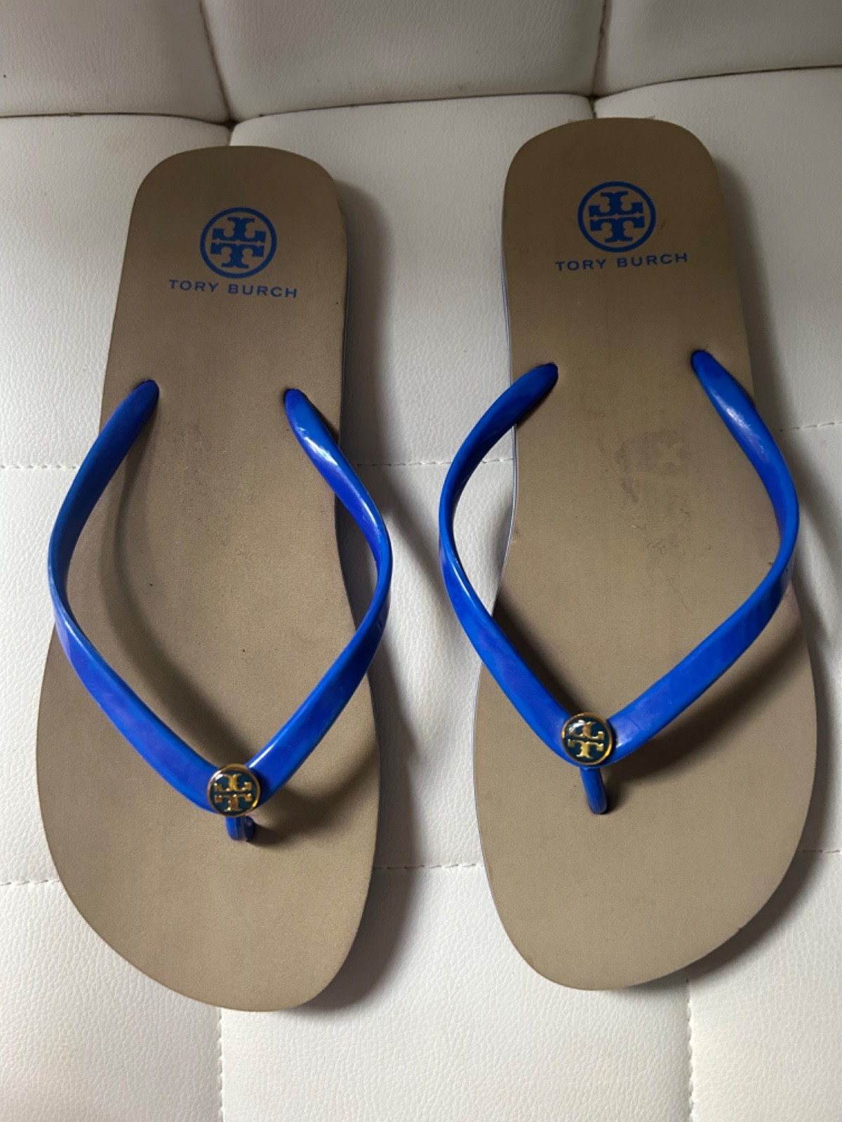 Tory Burch Blue Flip Flops Size 9 Womens