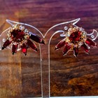 Gorgeous Vintage Prong Set Rhinestone Earrings, Jewelry Gold Tone, Ruby Red 🔥 — photo 5