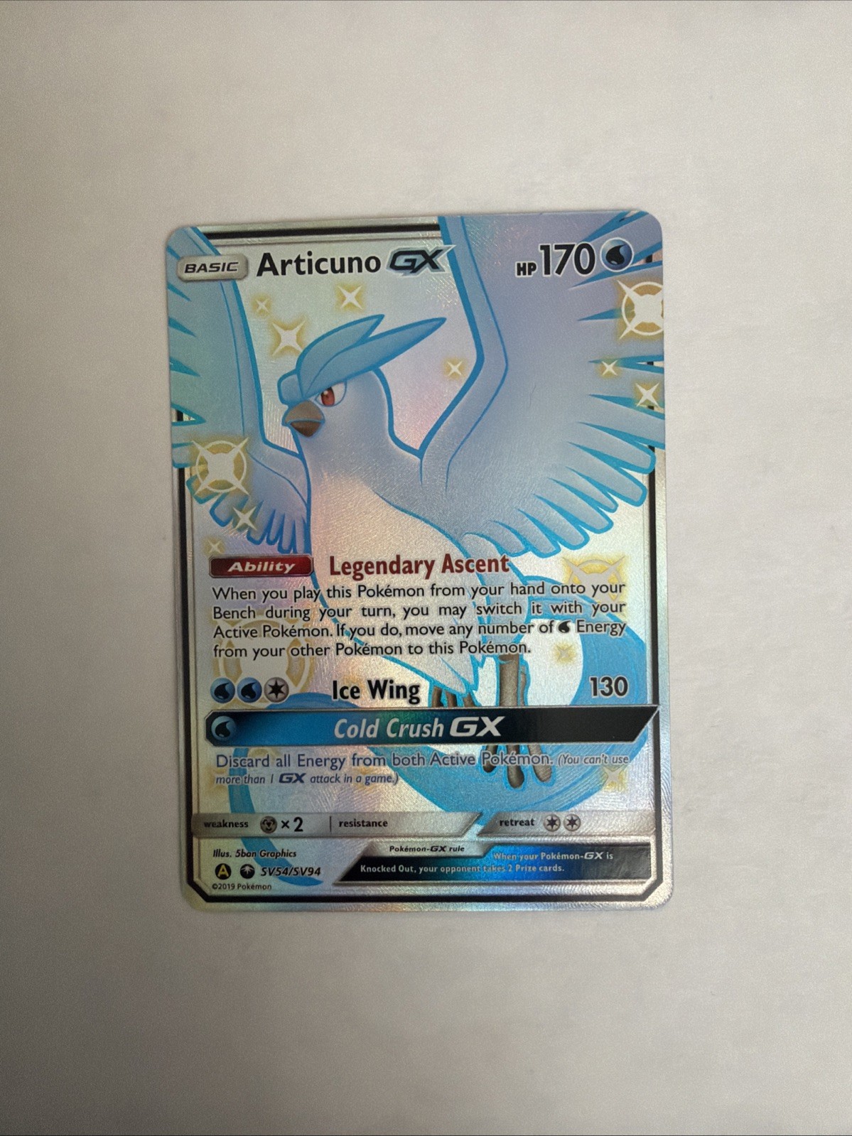 Articuno GX Shiny Holo Rare SV54/SV94 Hidden Fates Shiny Vault English NM