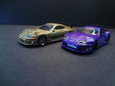 Mini GT Toyota Supra A80 Top Secret GT-300 Gold & Purple pair 2X - Loose 1:64