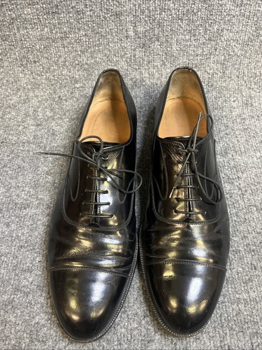 Ferragamo Black Leather Oxford Cap Toe Men's Dress Shoes - 12 D - Picture 3 of 14