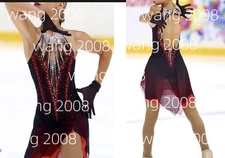 Ice Figure Skating Competition Dress Girls  Baton Twirling Costume black