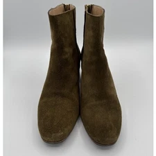 ATP Atelier Suede Sock Booties 7.5 Women's Olive Green Minimalist Italian Made