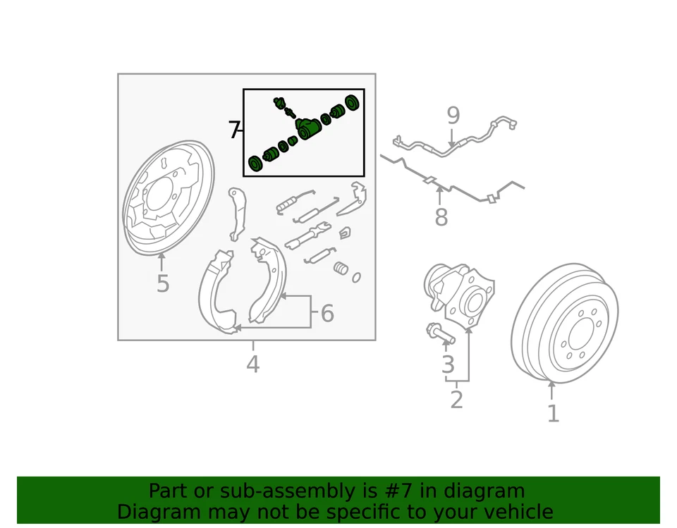 Подлинный цилиндр заднего тормоза колеса Nissan Cube 07-12 Sentra 07-11 Versa(NON-ABS) - Изображение 2 из 2