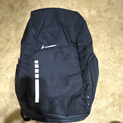 Nike Elite Black Backpack Zipper Closure Adjustable Straps Logo Poly/Cotton 