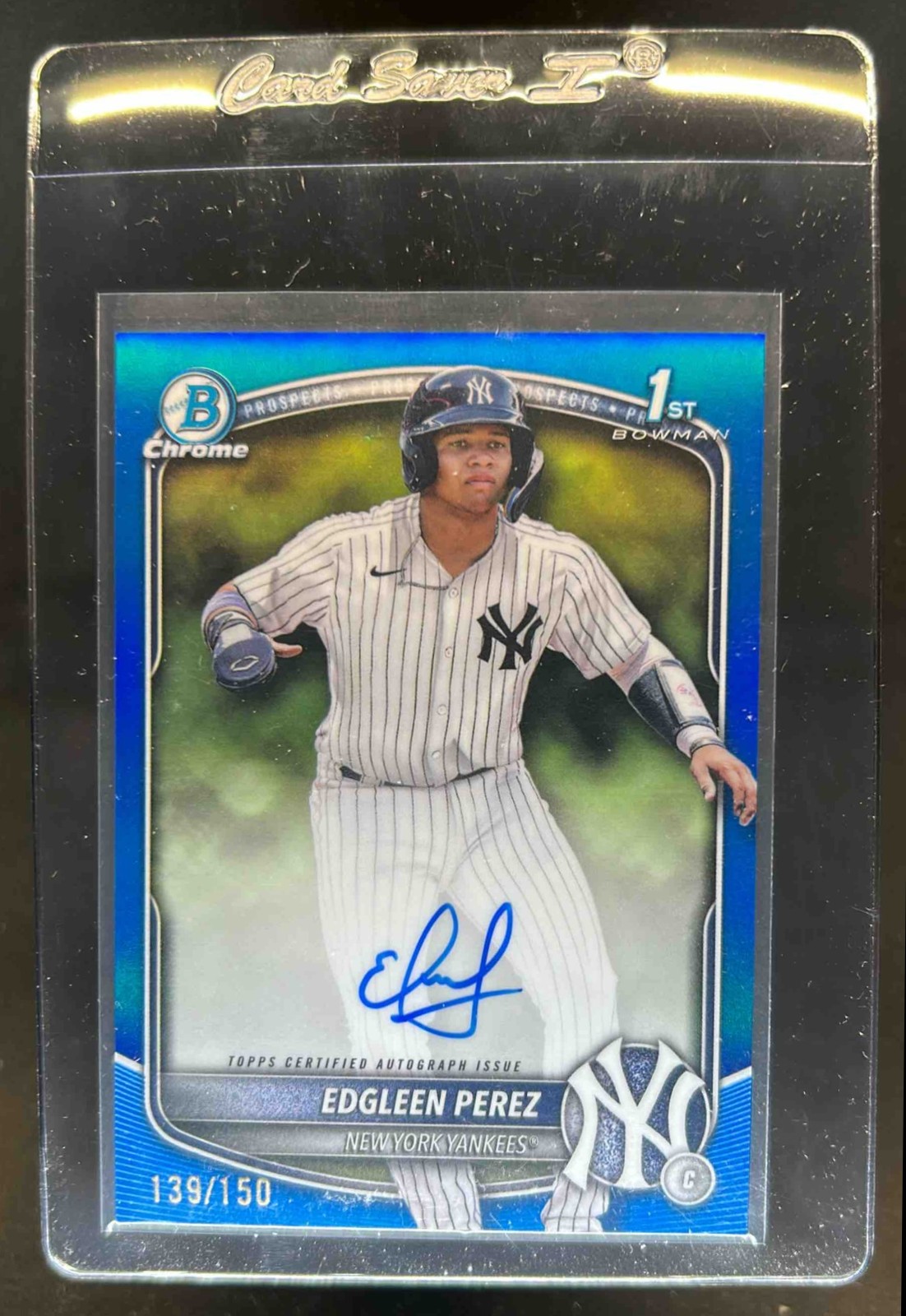 2025 Bowman Edgleen Perez Chrome Auto Blue Refractor 1st Prospect #139/150