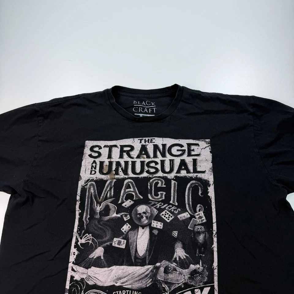 Camisa Negra Artesanal Gráfica Adulto 2XL XXL Negra Cuello Redondo Algodón Culto Gótico Foto 2 de 4