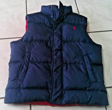 Polo Ralph Lauren Boys M 12-14 Down Puffer Vest Navy Blue Red Full Zip H723