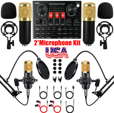 Podcast Equipment Bundle For 2* Studio Recording Kit Music Mixer Headphone NEW