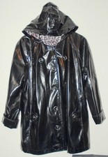 NANA BELLE Hoch Glanz Regenjacke + Kapuze Regen Jacke Mantel 44 / Large