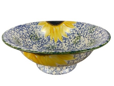Poole Pottery Vincent Sunflower Large Footed Bowl Hand Painted England 