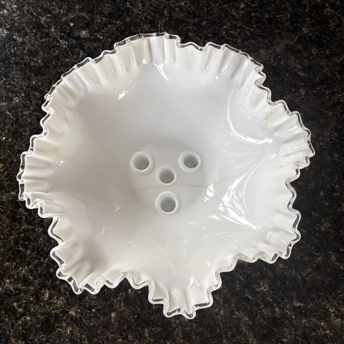Vtg Fenton Silver Crest Epergne 4 Hole Glass Bowl Base 11.5"x 11.5 No Horns READ