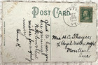 Best Wishes postcard Basket of Red Pink Roses Silver gilt inlay — photo 2