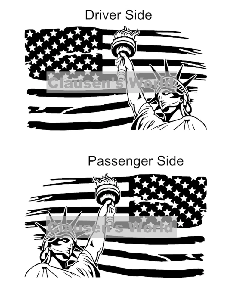 ESTATUA DE LA LIBERTAD EE. UU. Bandera capó puerta vinilo calcomanía rayas carreras (se adapta a Jeep) Foto 2 de 4