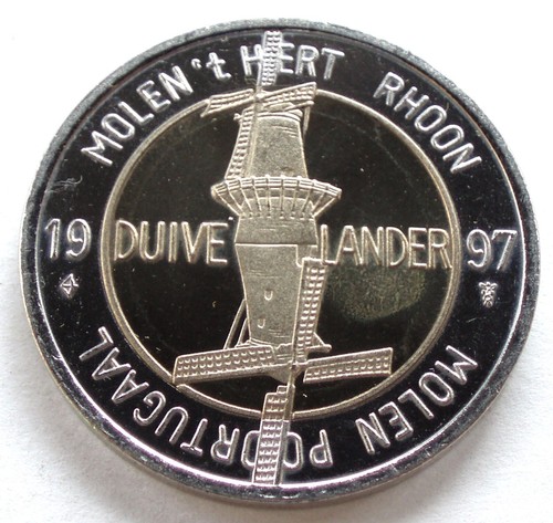 NETHERLANDS ALBRANDSWAARD, MOLEN PORTUGAAL 1997 UNC Bi-Metallic Token 30mm NN5.6 - Bild 1 von 2