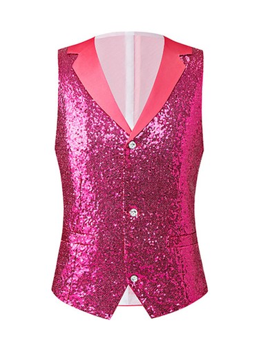 Men Costume Performance Jacket Cosplay Vest Sequin Suit Top Vests Waist Shiny - Picture 13 of 22