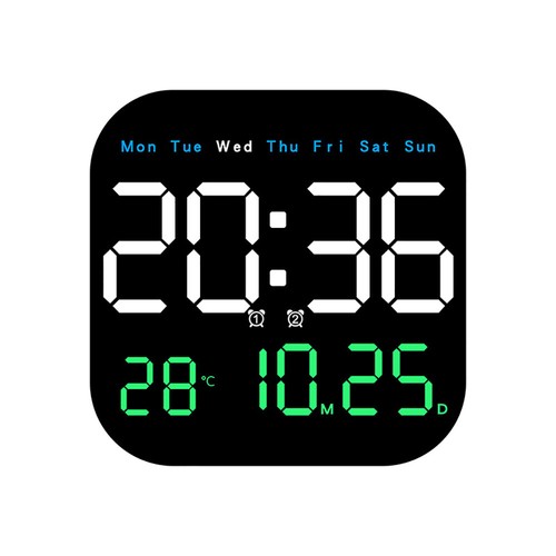 LED Digital Wall Clock Temperature Date Week Display Alarm Clock Remote Control - Picture 13 of 17