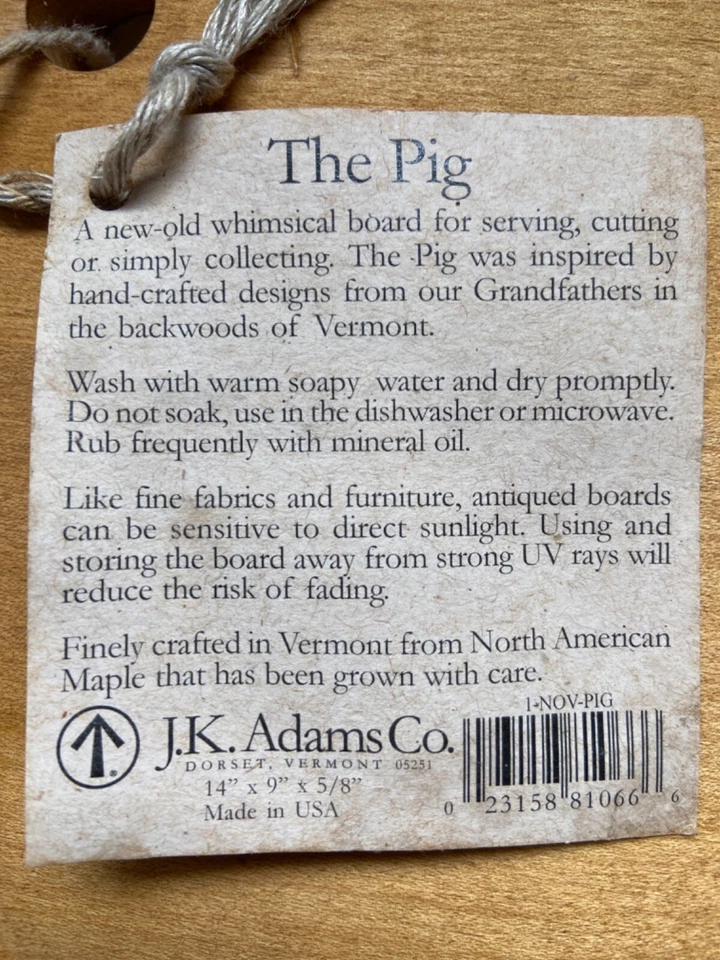 Eight JK Adams The Pig Cutting/Serving Board 14"X10", New, $200. FREE SHIPPING! - Image 3 of 4