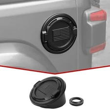 For Jeep Wrangler JL Black Car Gas Tank Cap Cover American Flag Fuel Filler Door