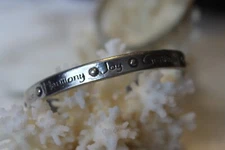 Basic Spirit Pewter Bracelet Bangle Joy Love Trust Grace Peace Harmony Signed