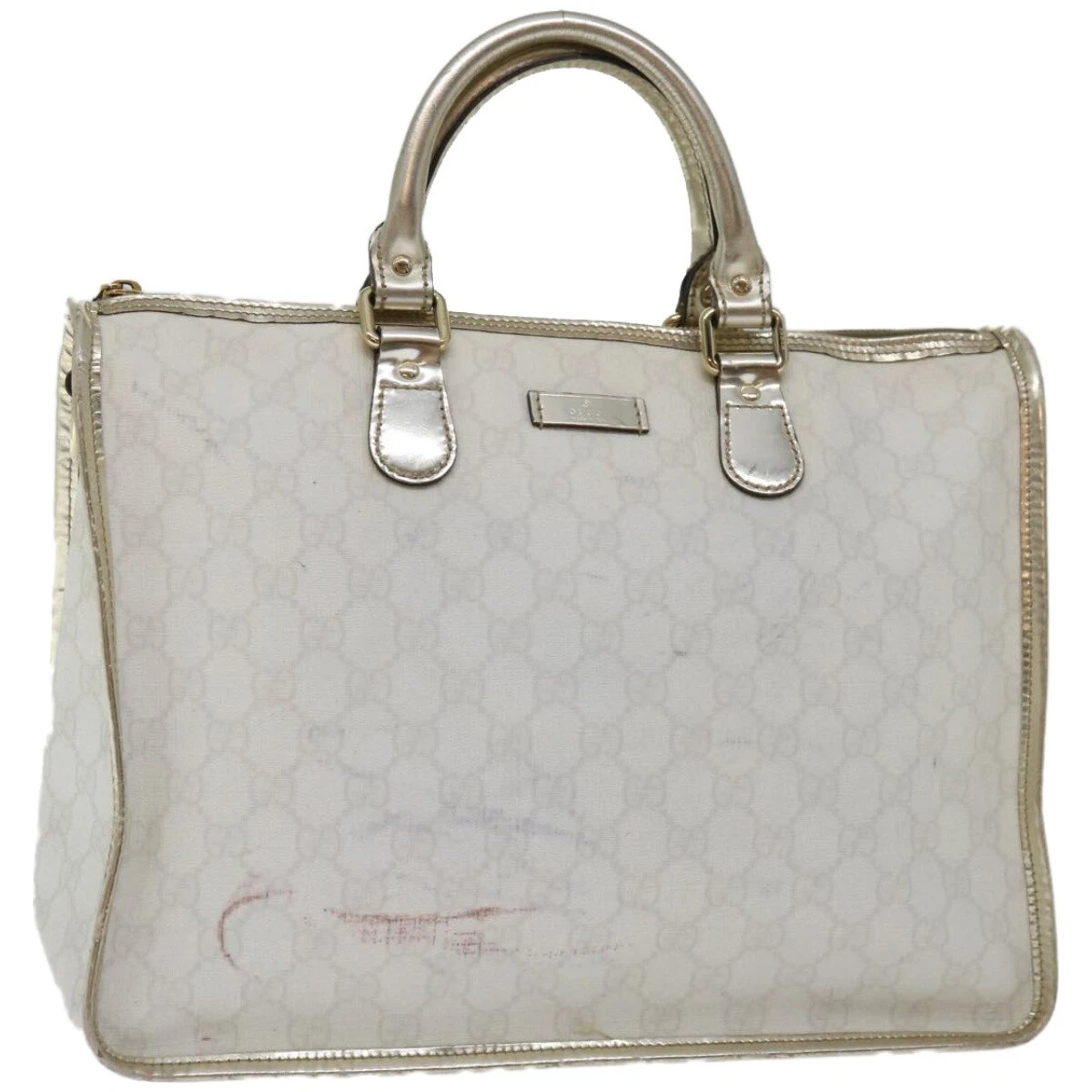 Sac à main GUCCI GG Supreme PVC cuir blanc 190259 authentique 67222
