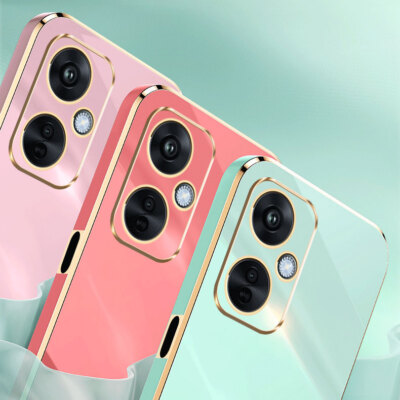 For OnePlus Nord CE 3 Lite, Luxury Plating Border Soft TPU Jelly Case Cover