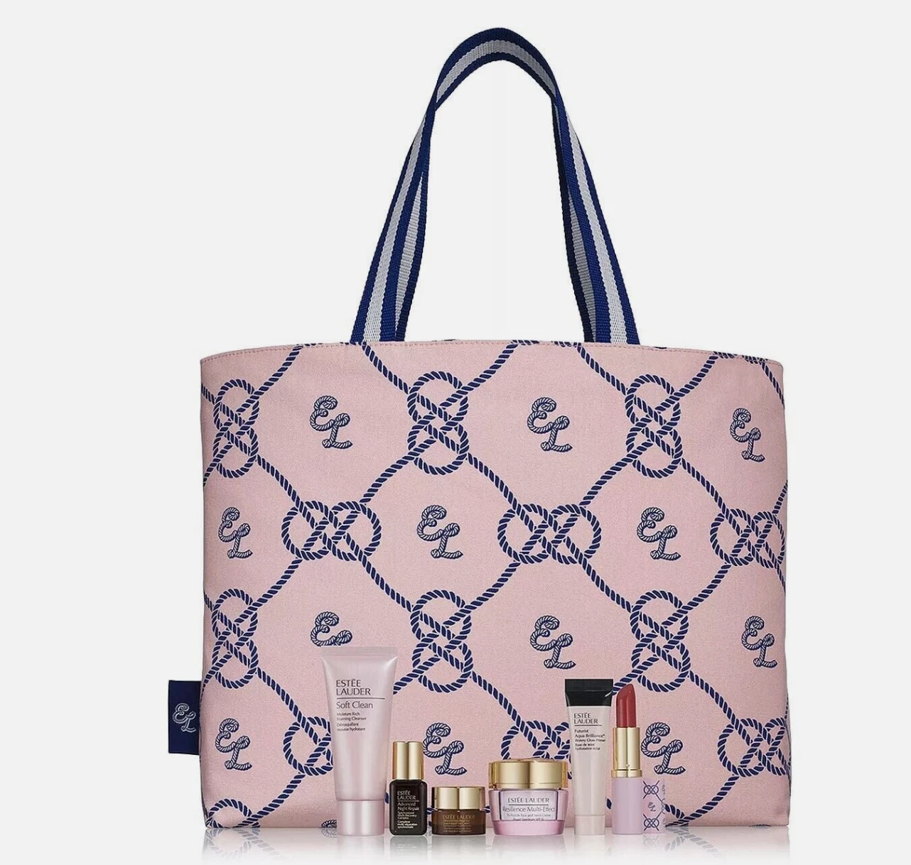 New Estee Lauder 7 pc Resilience Skincare Makeup Nautical Pink Beach Tote Set
Opens in a new window 