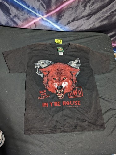 Vintage 90s Youth Large NWO Wolfpac In The House Black T Shirt Wrestling WCW New - Picture 2 of 9