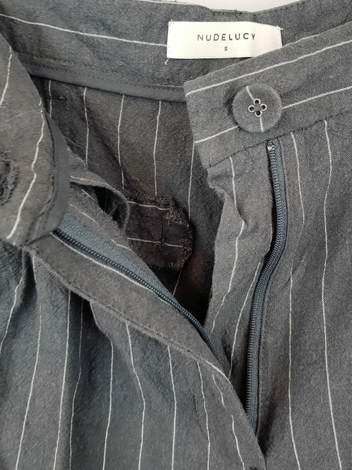 Pantalones a medida NUDE LUCY para mujer talla S u 8 Finley a rayas mezcla de lino Foto 3 de 4