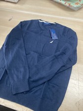 Nautica Navtech SR3700 Navy Seas Sweater V-neck Size XL