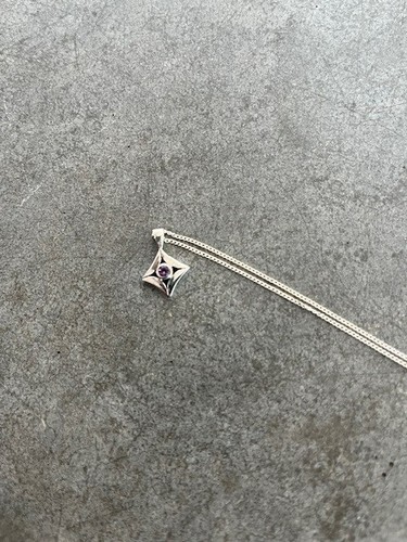 Vintage Sterling Silver Amethyst Pendant fine necklace in box - Picture 3 of 8