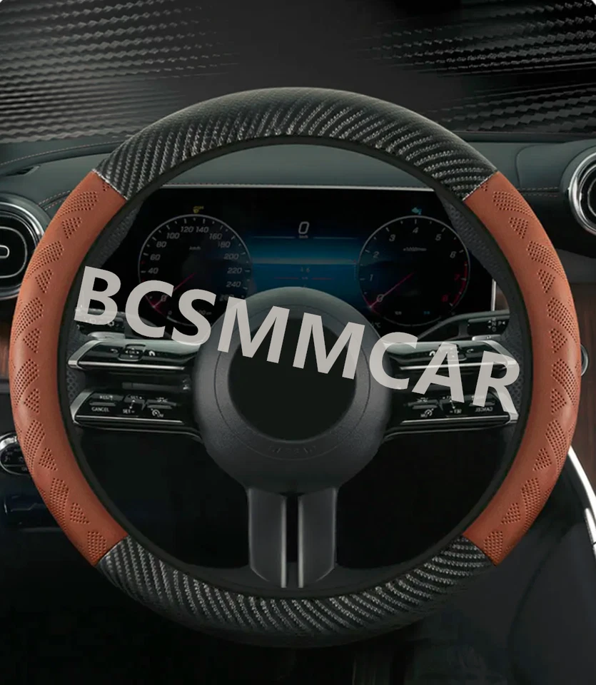 Car Steering Wheel Cover Anti Scratch Protective Auto Interior Accessories Brown — 第 3/4 张图片