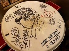 the weirdos signed drum head, dix denney, zander schloss, john, circle jerks