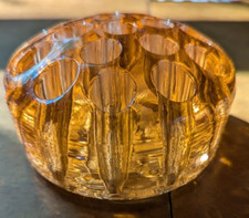 Beautiful Vintage Antique Peachy Pink Large Glass Flower Frog 16 Holes