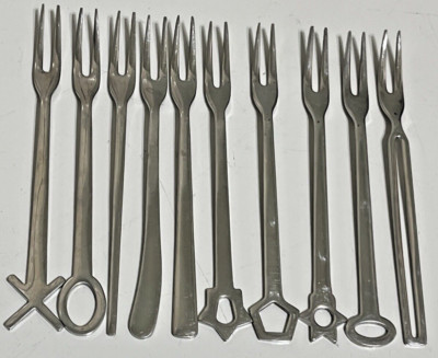 10 pc set SAMBONET ITALY COCKTAIL FORKS 18-10 STAINLESS STEEL