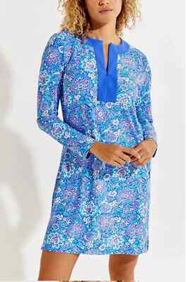 Coolibar Women's Shoreside Swim Cover-Up Dress Blue Multi - Small NWT