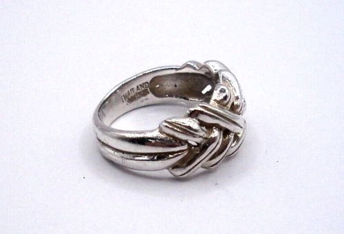 Vintage TMA Thailand 925 Sterling Silver Chunky Basketweave Ring Size 8.75