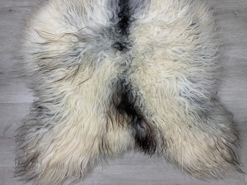 Curly Icelandic Gray White Sheepskin Rug Pelt Genuine Natural Soft Seat Cover - Picture 5 of 10