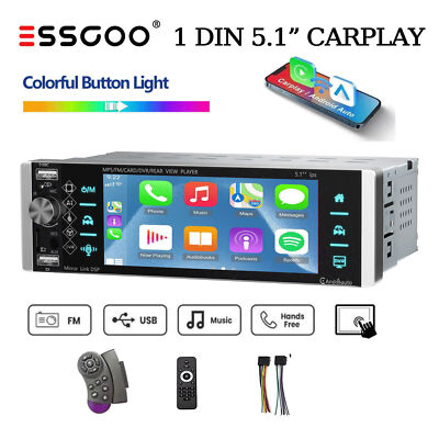 Wireless Apple Carplay Android Auto Autoradio 5.1'' 1 DIN Bluetooth USB AUX FM TF