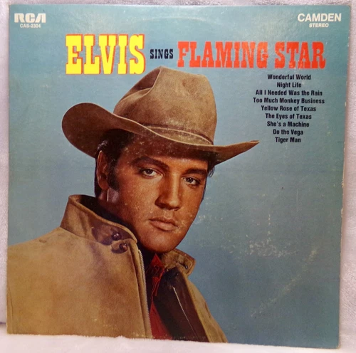 ELVIS PRESLEY CAS-2304 SINGS FLAMING STAR BLUE LBL RARE RIGID VINYL